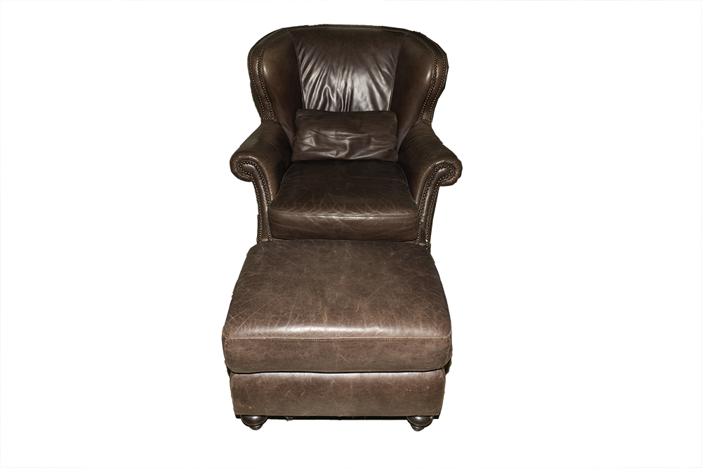 Havertys Leather Chair and Ottoman EBTH